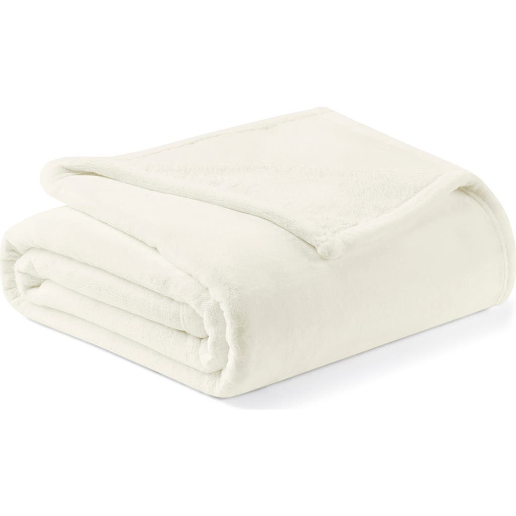 Brookstone Nap Plush Throw Blanket In White