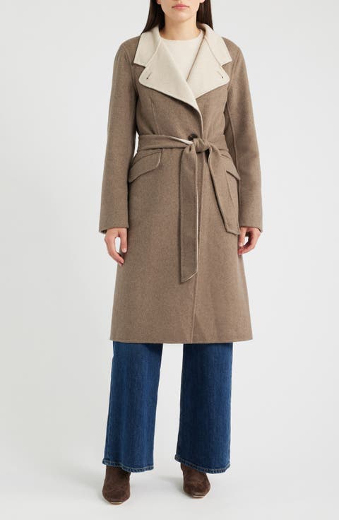 Double Face Wool Blend Wrap Coat