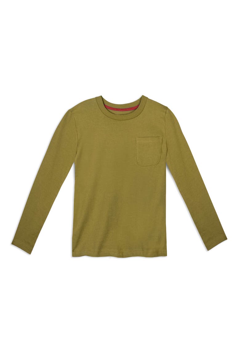 Organic Cotton Kids Long Sleeve Pocket T-Shirt, Main, color, Olive