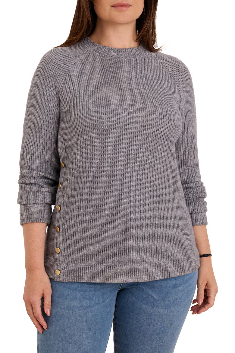 Side Button Waffle Knit Top, Main, color, SLATE