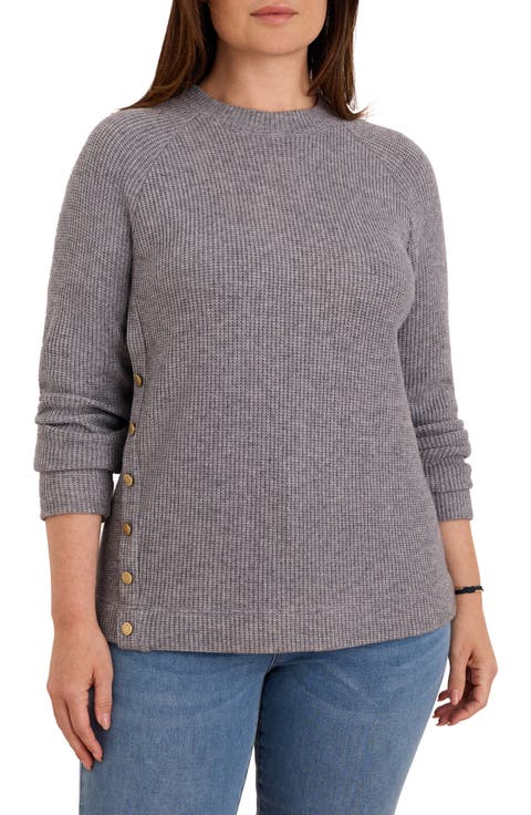Side Button Waffle Knit Top
