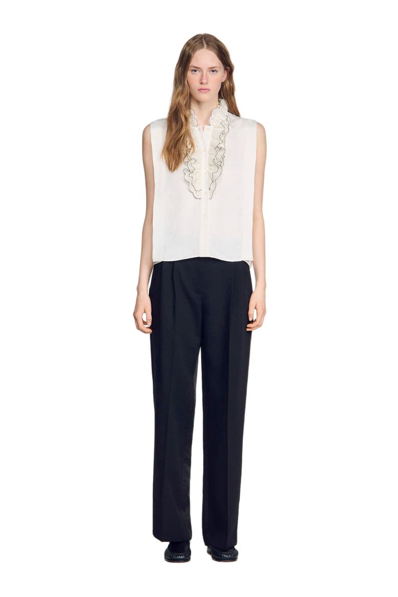 Ruffled collar shirt, Main, color, Ecru