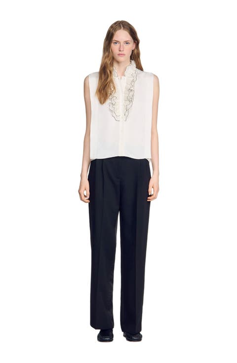 Ruffled collar shirt
