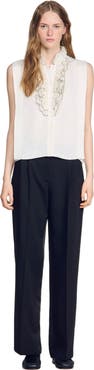 SANDRO Ruffled collar shirt