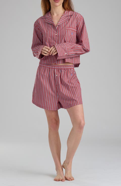 Crop Cotton Poplin Short Pajamas