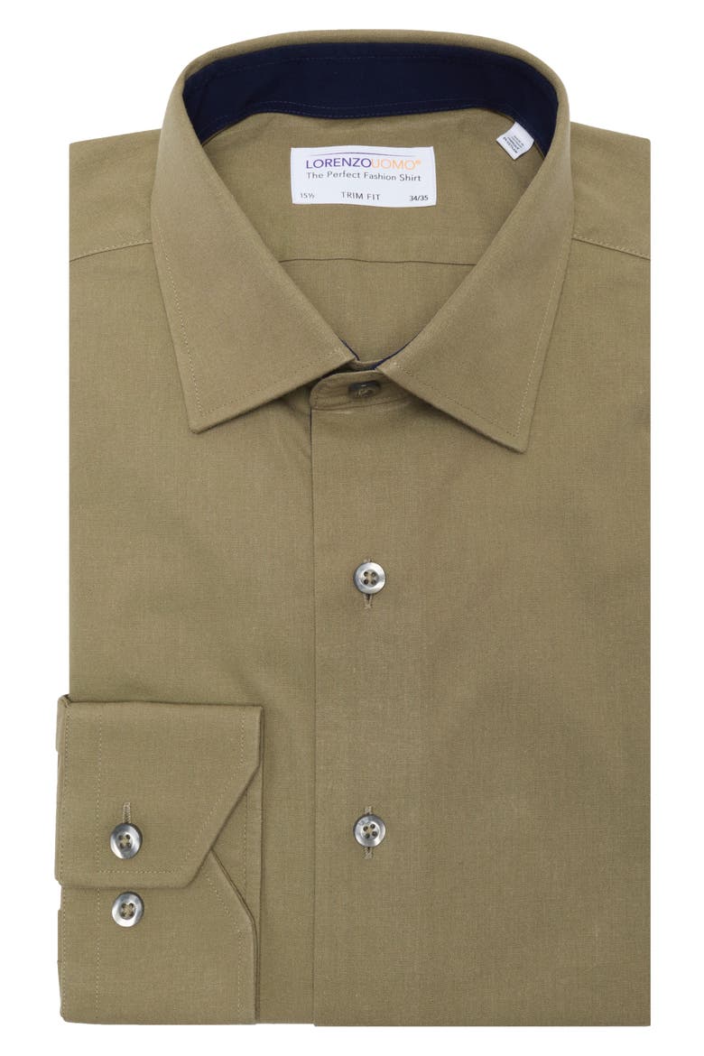 Trim Fit Solid Dress Shirt, Alternate, color, EVERGREEN