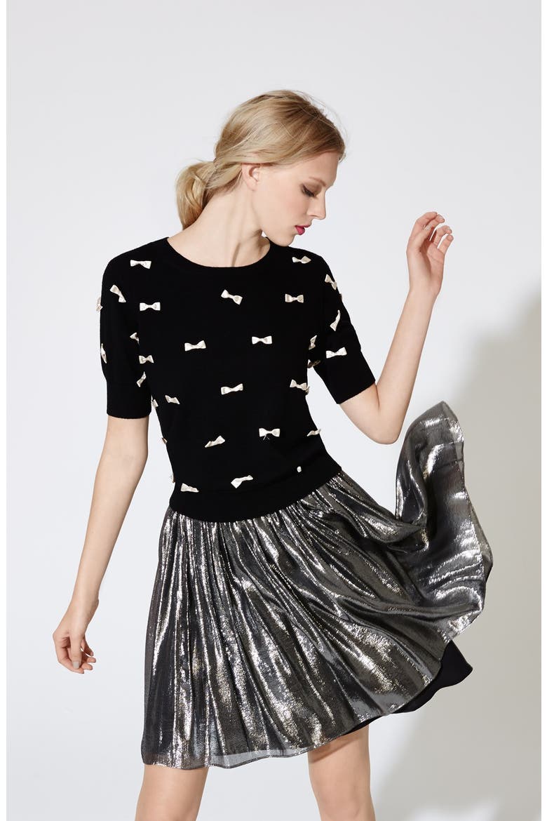 Bow Detail Sweater, Alternate, color, BLACK