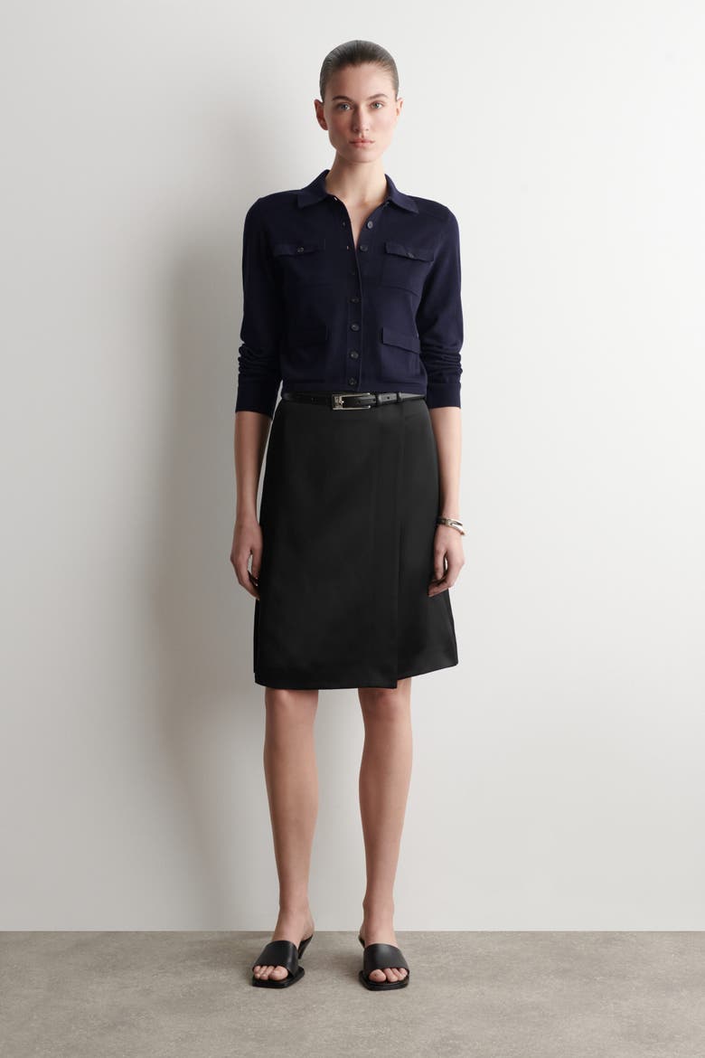 Pocket-detail Knitted Cotton Cardigan, Alternate, color, NAVY