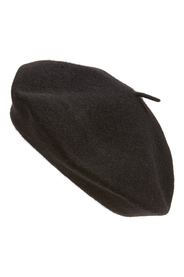 'Classic' Wool Beret, Main, color, BLACK