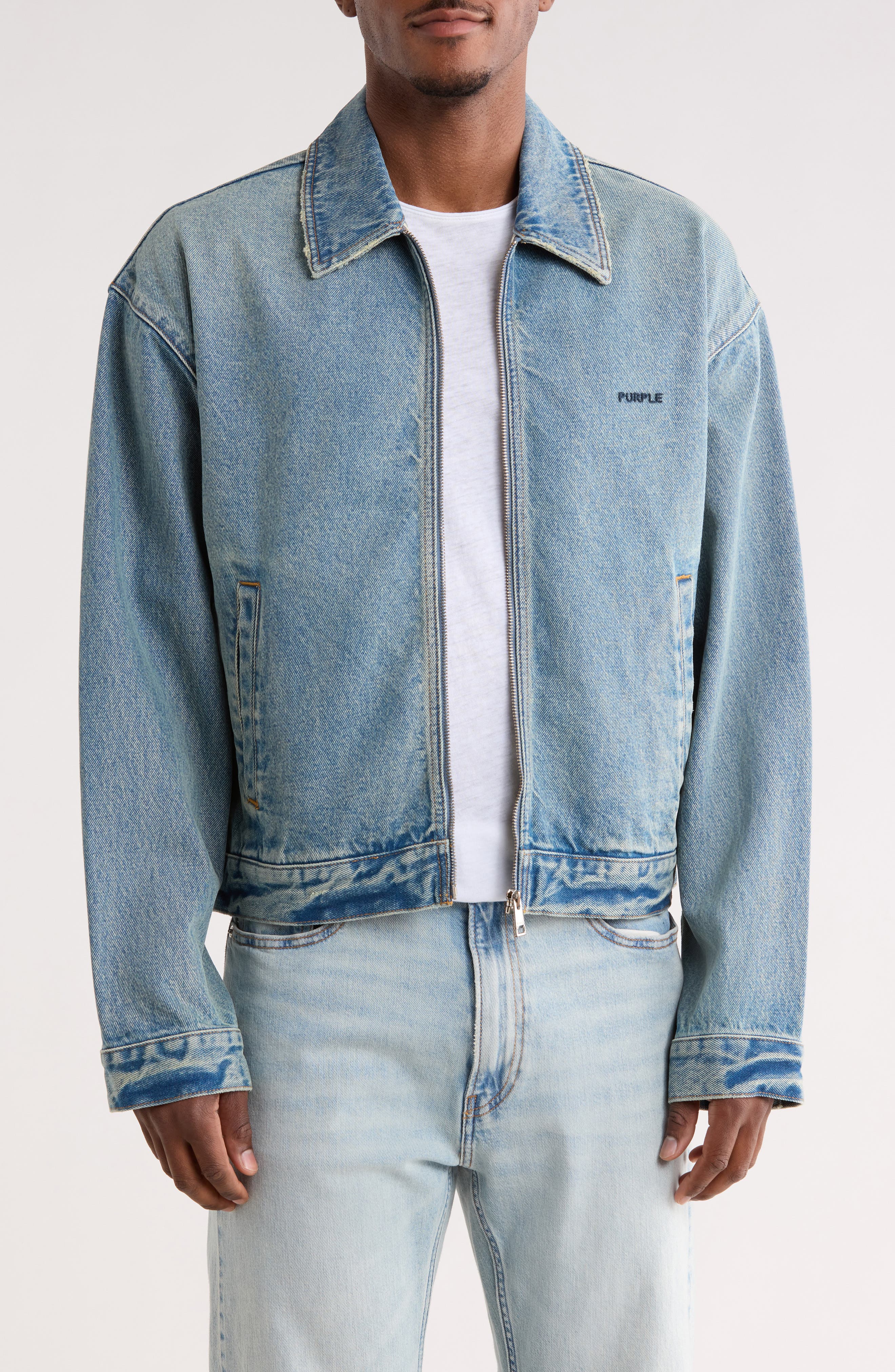 PURPLE BRAND Full Zip Denim Jacket