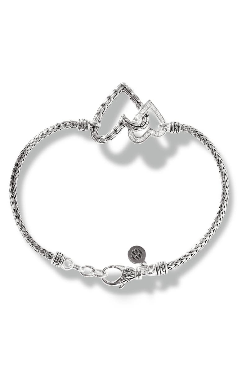 John Hardy Manah Interlocking Pavé Diamond Heart Bracelet, Alternate, color,