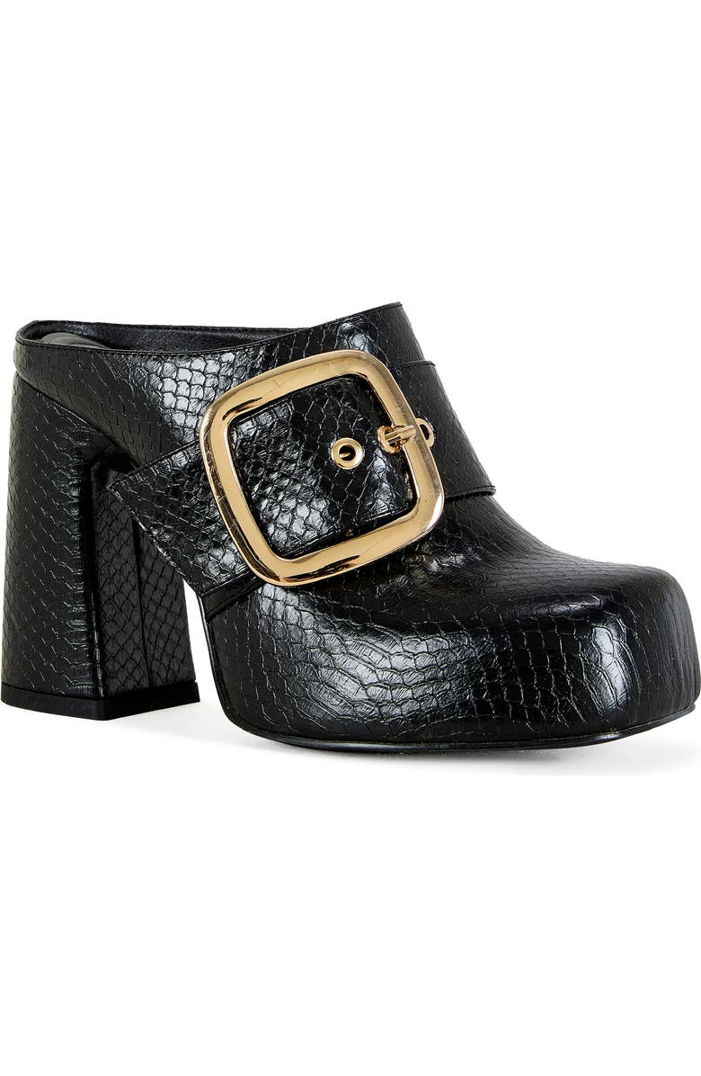 AZALEA WANG Elysia Snakeskin Embossed Clog, Main, color, Black