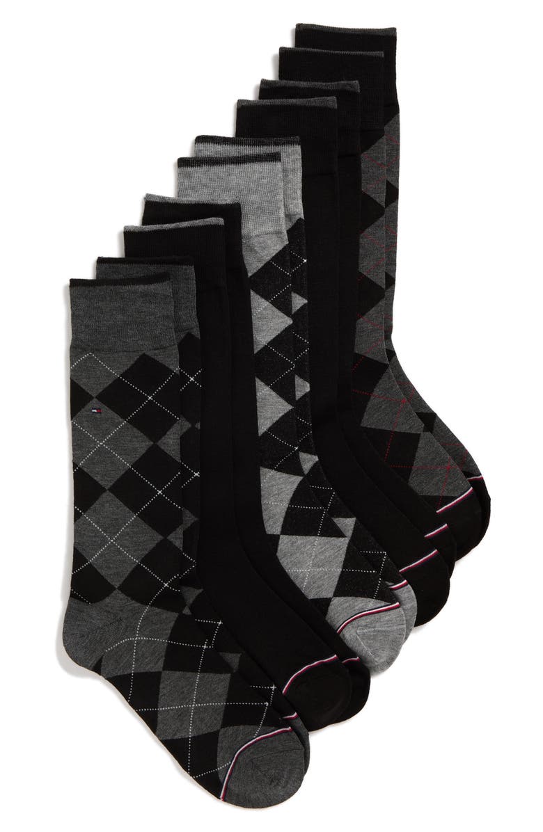Tommy Hilfiger 5-Pack Signature Argyle Dress Socks, Main, color, Black