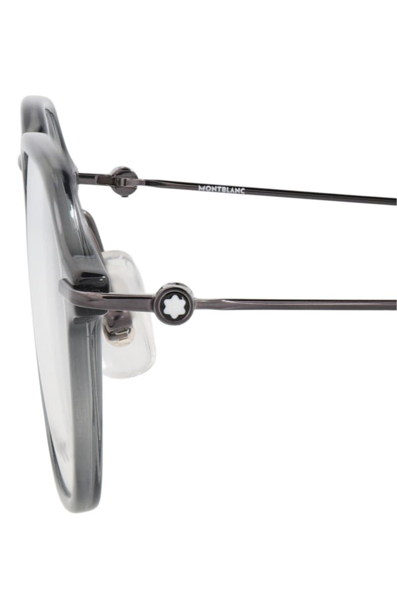 Montblanc 50mm Round Optical Glasses, Alternate, color, Grey Ruthenium Transparent