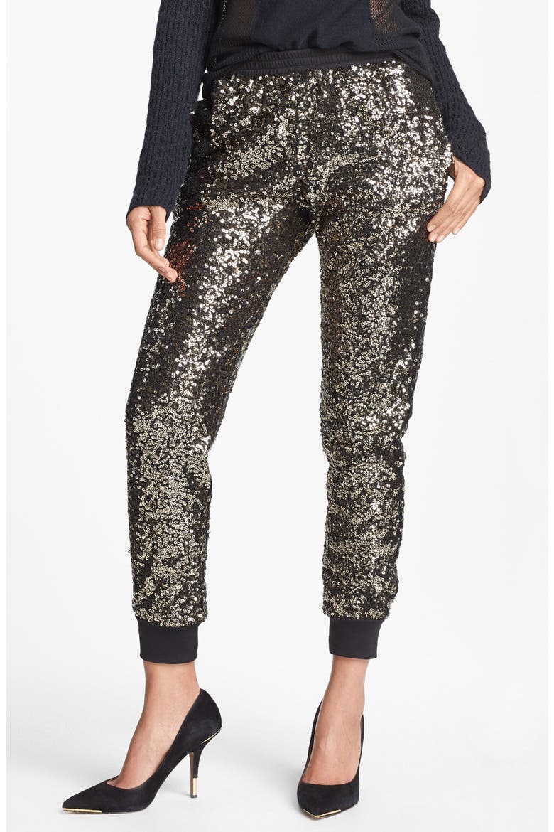 Crop Sequin Track Pants, Main, color, GOLD
