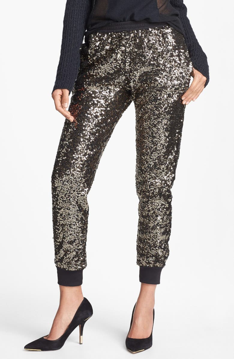 WAYF Crop Sequin Track Pants, Main, color,