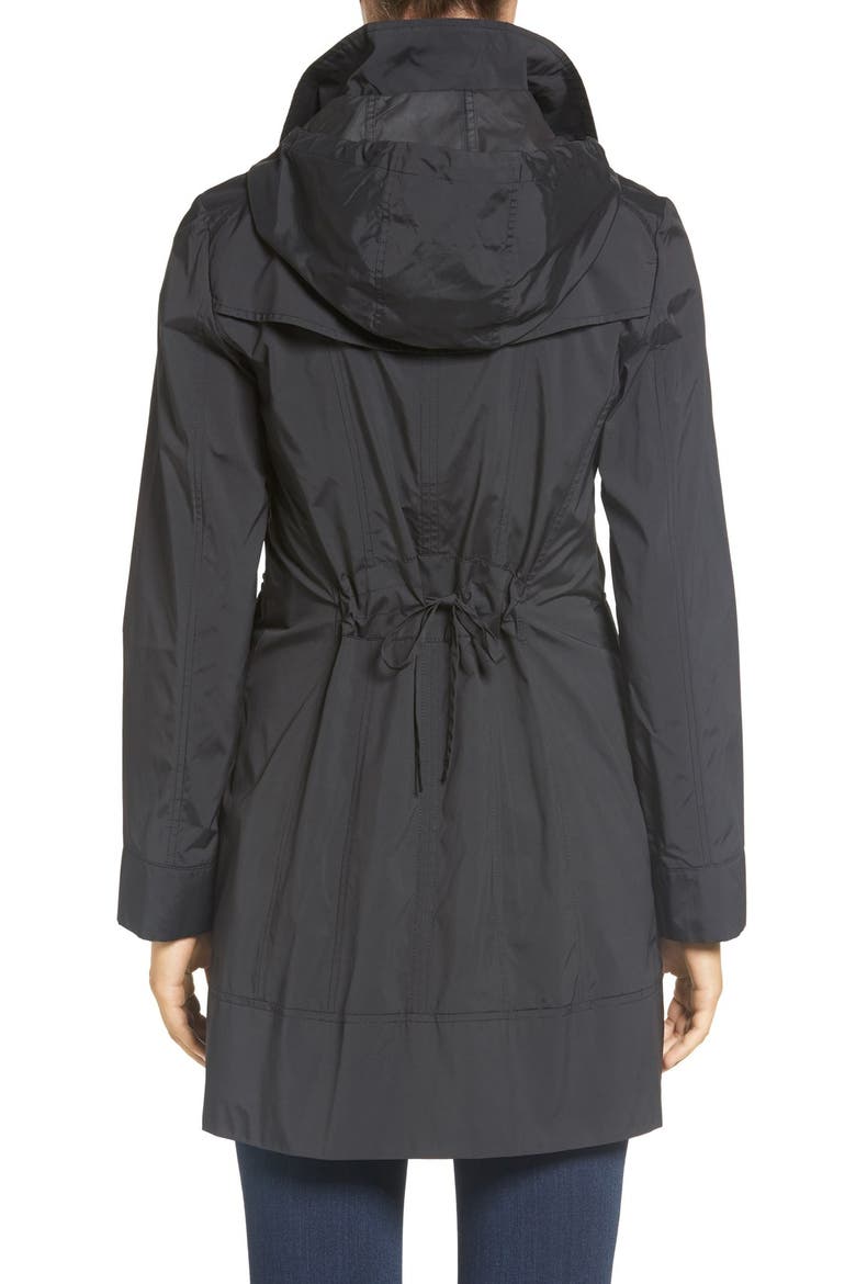 Back Bow Packable Hooded Raincoat, Alternate, color, BLACK