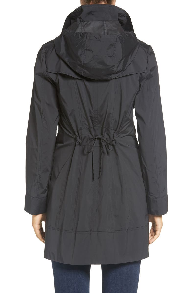 Cole Haan Signature Back Bow Packable Hooded Raincoat, Alternate, color, Black