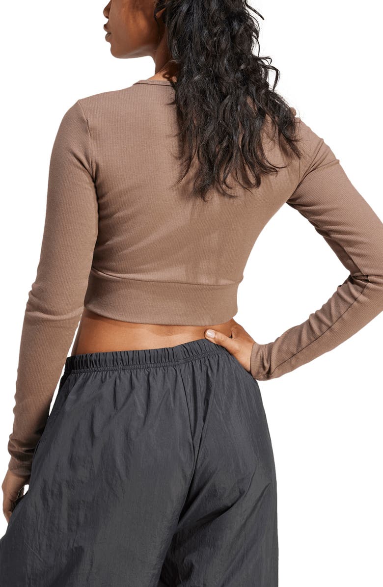 adidas Crop Rib Long Sleeve T-Shirt, Alternate, color,