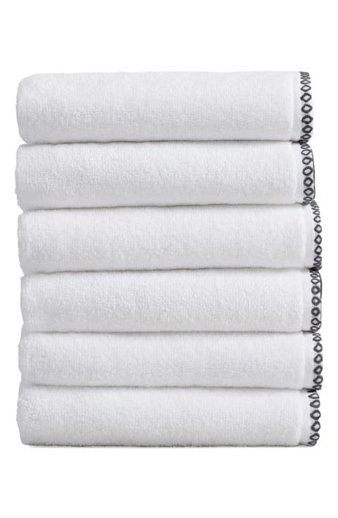 Border Stitch 6-Pack Cotton Hand Towels