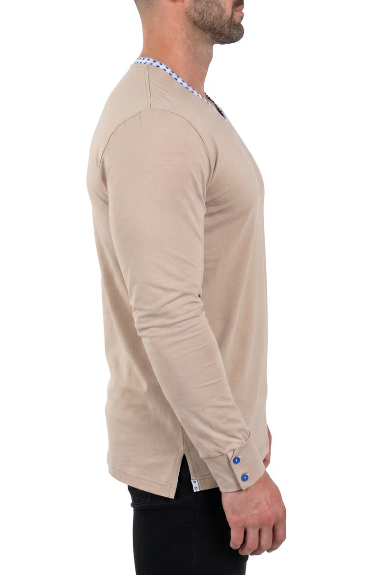Edison Stretch Cotton Long Sleeve V-Neck T-Shirt, Alternate, color, BEIGE