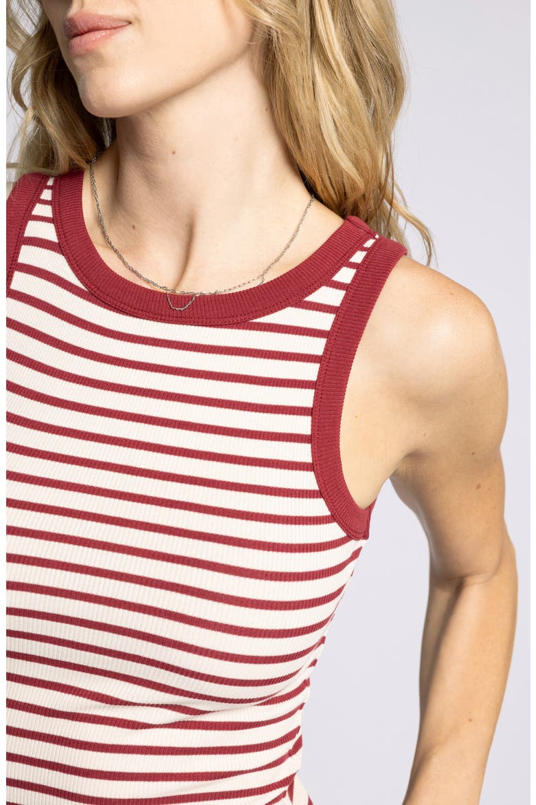 Ellen Stretch Cotton Blend Rib Tank Top, Alternate, color, SAND RED