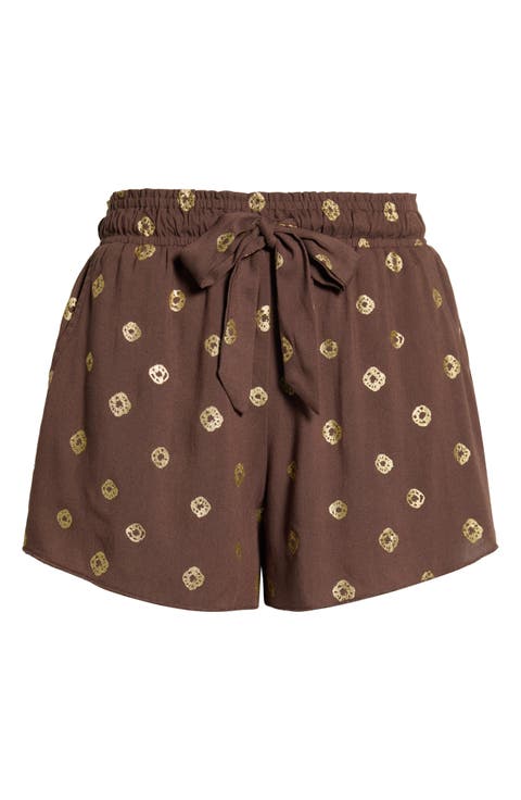 Gold Foil Print Cover-Up Shorts
