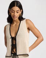Onia Linen Knit Tie Front Tank Top