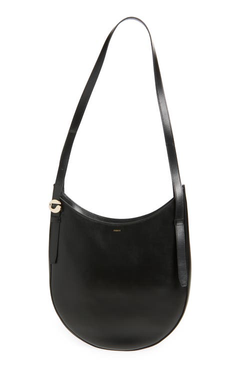 Belt Strap Leather Hobo Bag