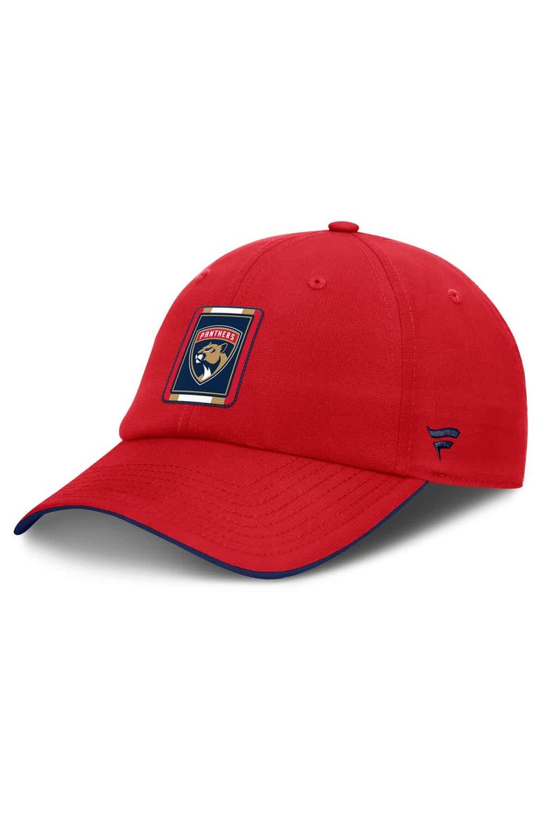 FANATICS Men's Fanatics Red/Navy Florida Panthers Authentic Pro Ripstop Adjustable Hat, Main, color, 
