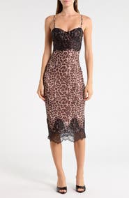 LUV BETSEY Lace Trim Bustier Midi Dress