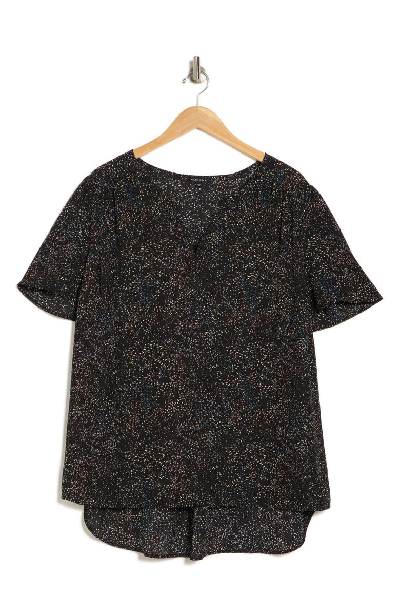 Pleione Stripe Short Sleeve High-Low Tunic Top, Alternate, color, 