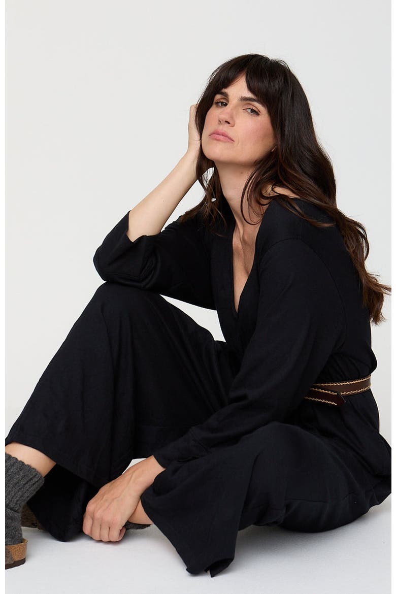 Organic Mai V-Neck Jumpsuit, Alternate, color, Black