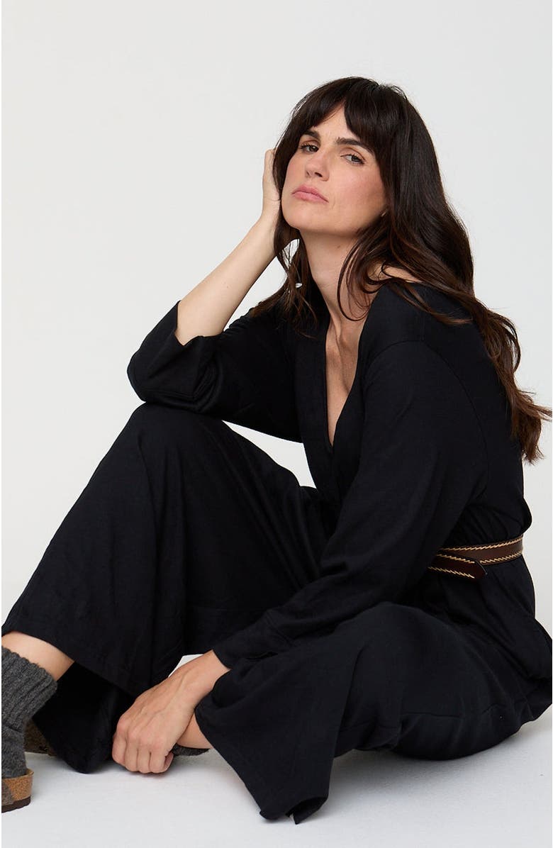 Turtledove London Organic Mai V-Neck Jumpsuit, Alternate, color, Black