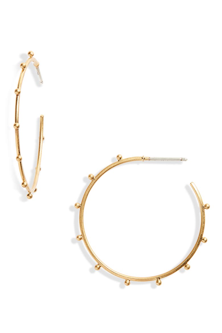Droplet Medium Hoop Earrings, Main, color, VINTAGE GOLD