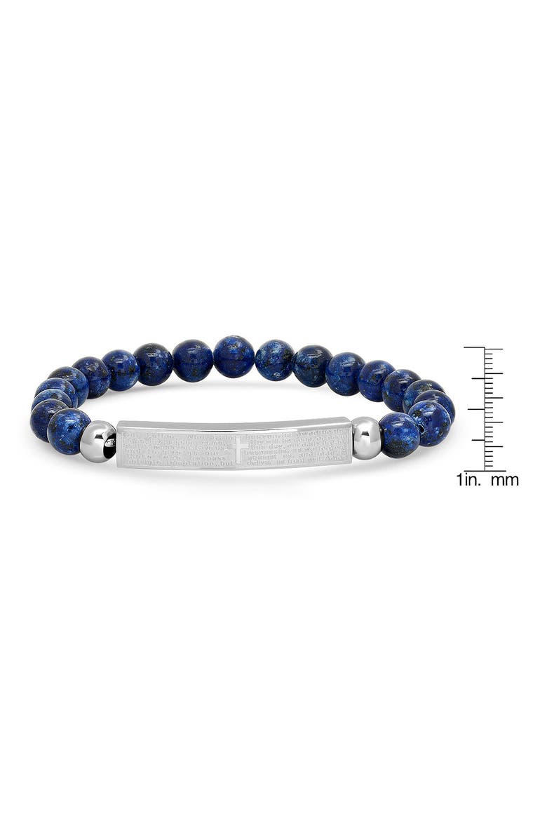 Men's Lord's Prayer Lapis Lazuli Beaded Stretch Bracelet, Alternate, color, BLUE
