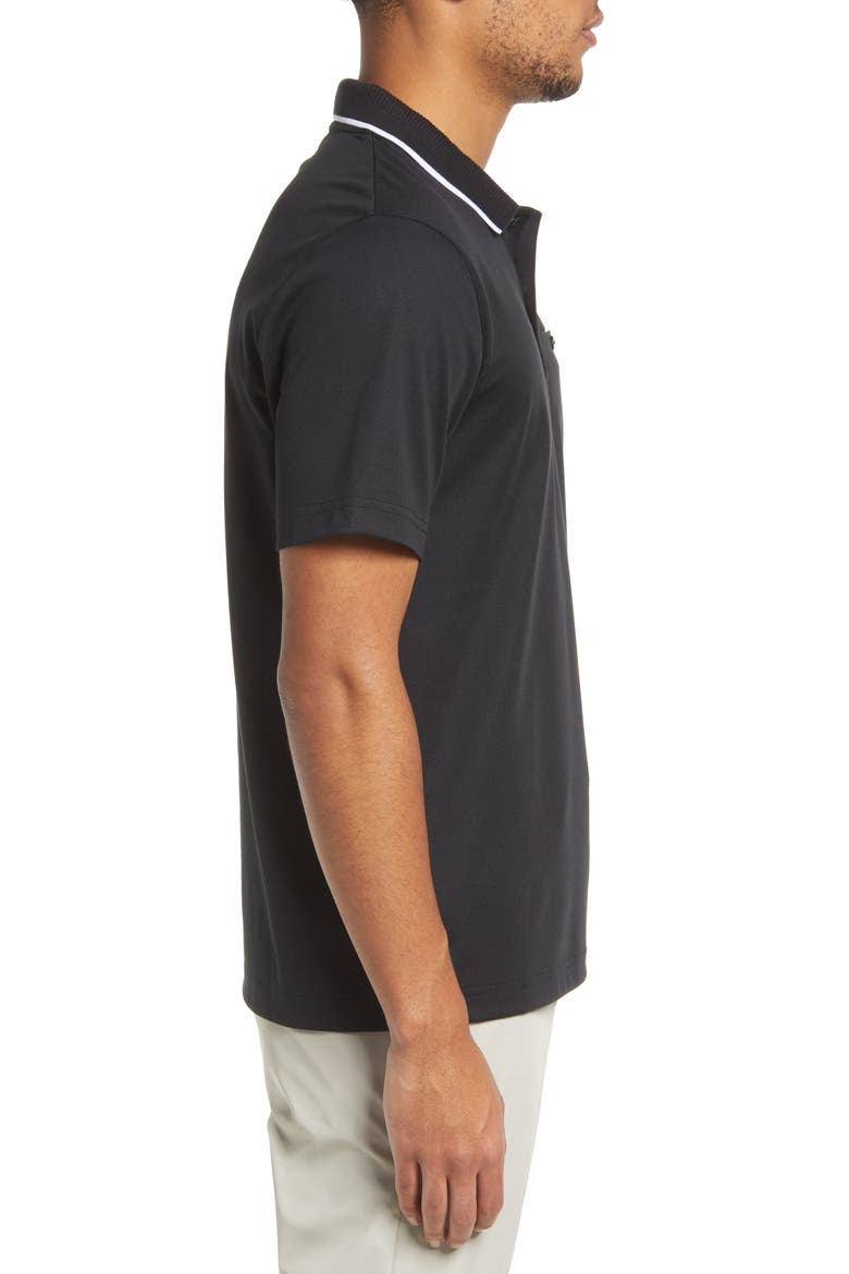 Galton Tipped Cotton Blend Polo, Alternate, color, BLACK