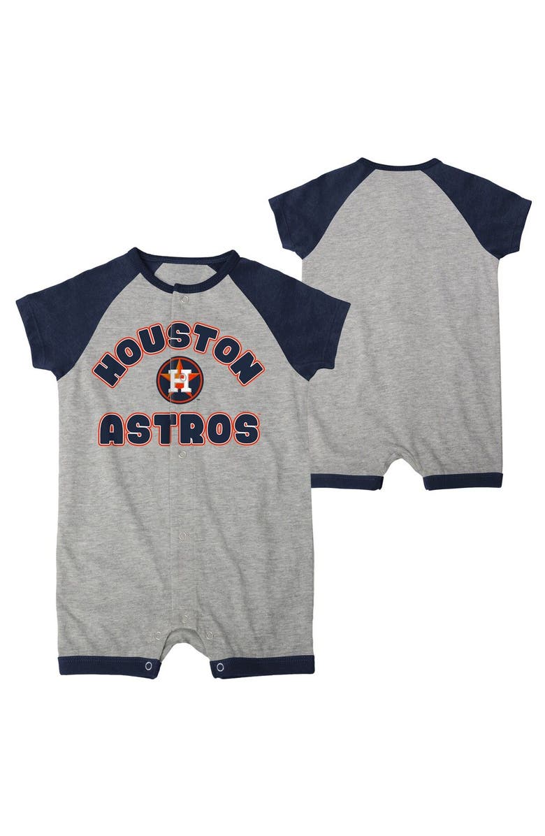 Outerstuff Infant Heather Gray Houston Astros Extra Base Hit Raglan Full-Snap Romper, Main, color, Heather Gray