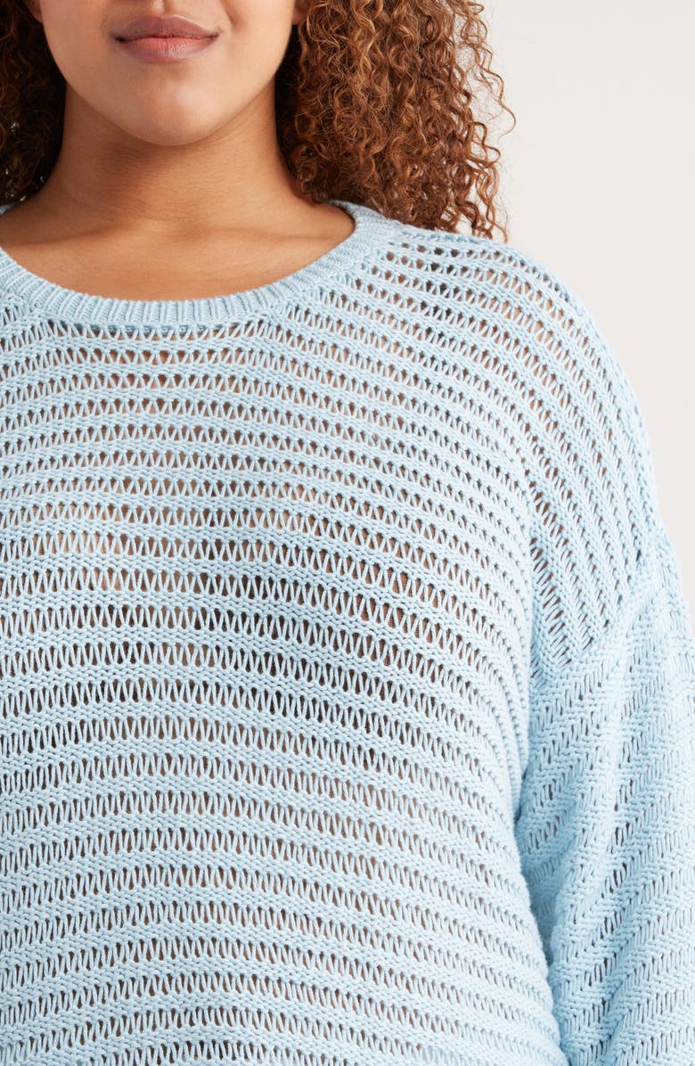 Eileen Fisher Open Stitch Organic Cotton Sweater, Alternate, color, Pale Sky