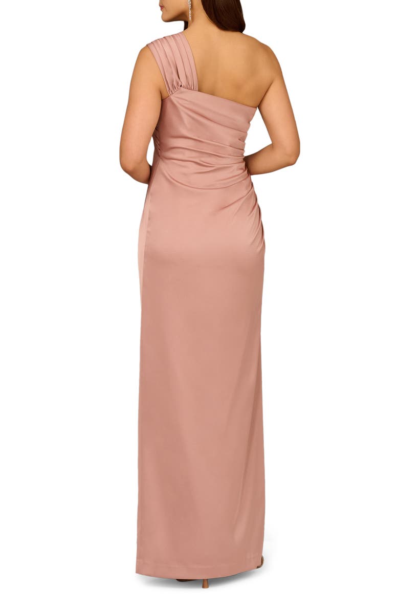 Aidan Mattox by Adrianna Papell One-Shoulder Crepe Back Satin Gown, Alternate, color, Warm Cameo