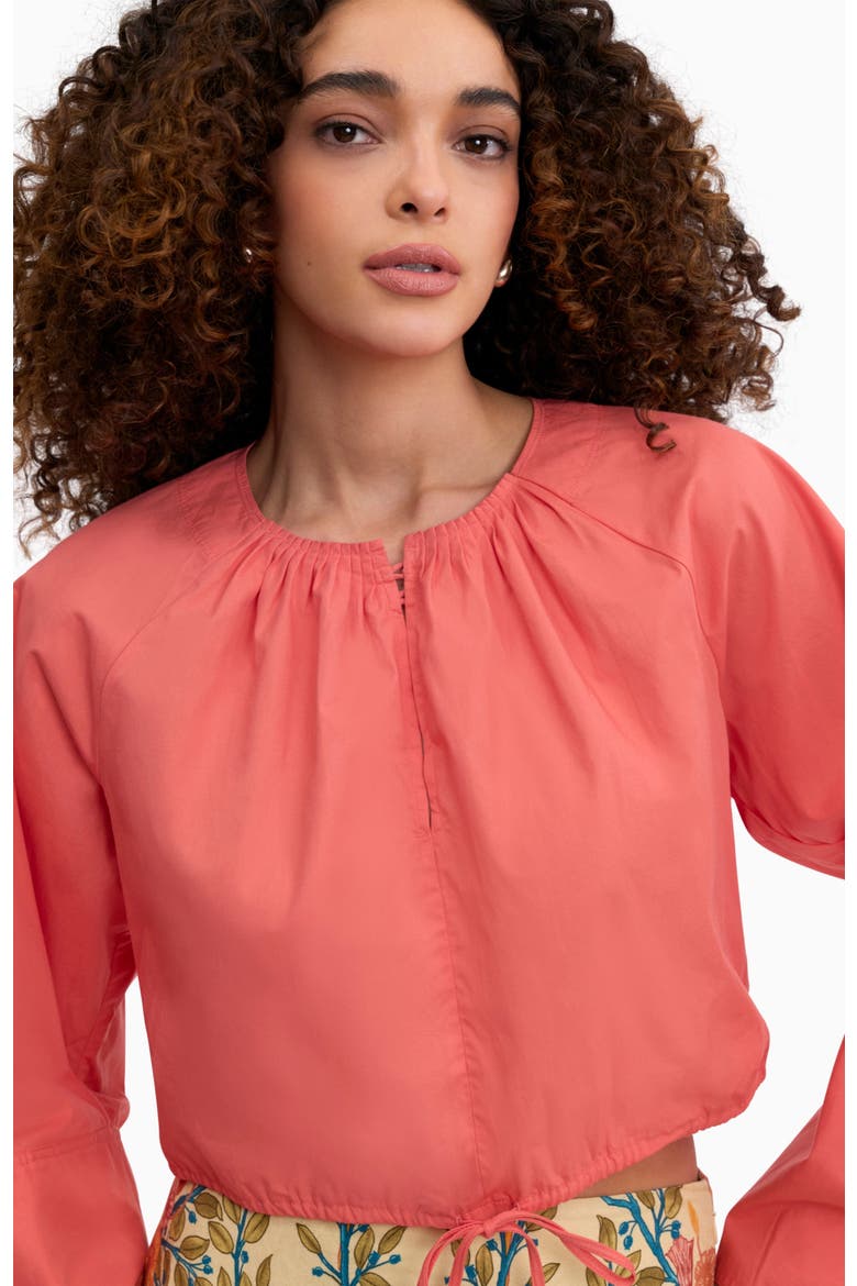 Brielle Cropped Poplin Top, Alternate, color, Coral Blush