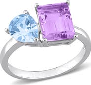 DELMAR Sterling Silver Sky Blue Topaz & Amethyst Ring