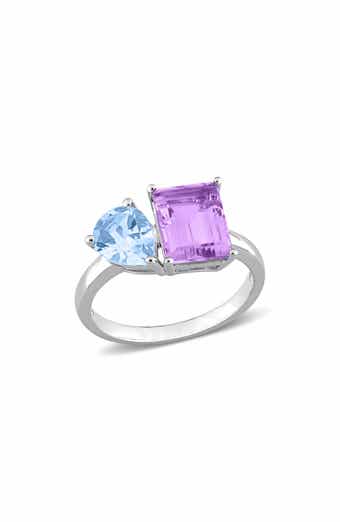 Sterling Silver Sky Blue Topaz & Amethyst Ring