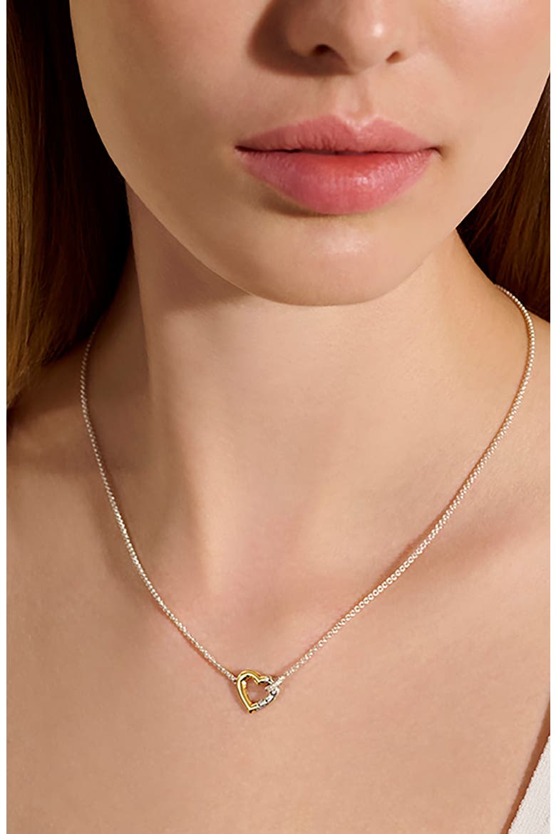 Essentials Heart Linked Necklace, Alternate, color, SILVER