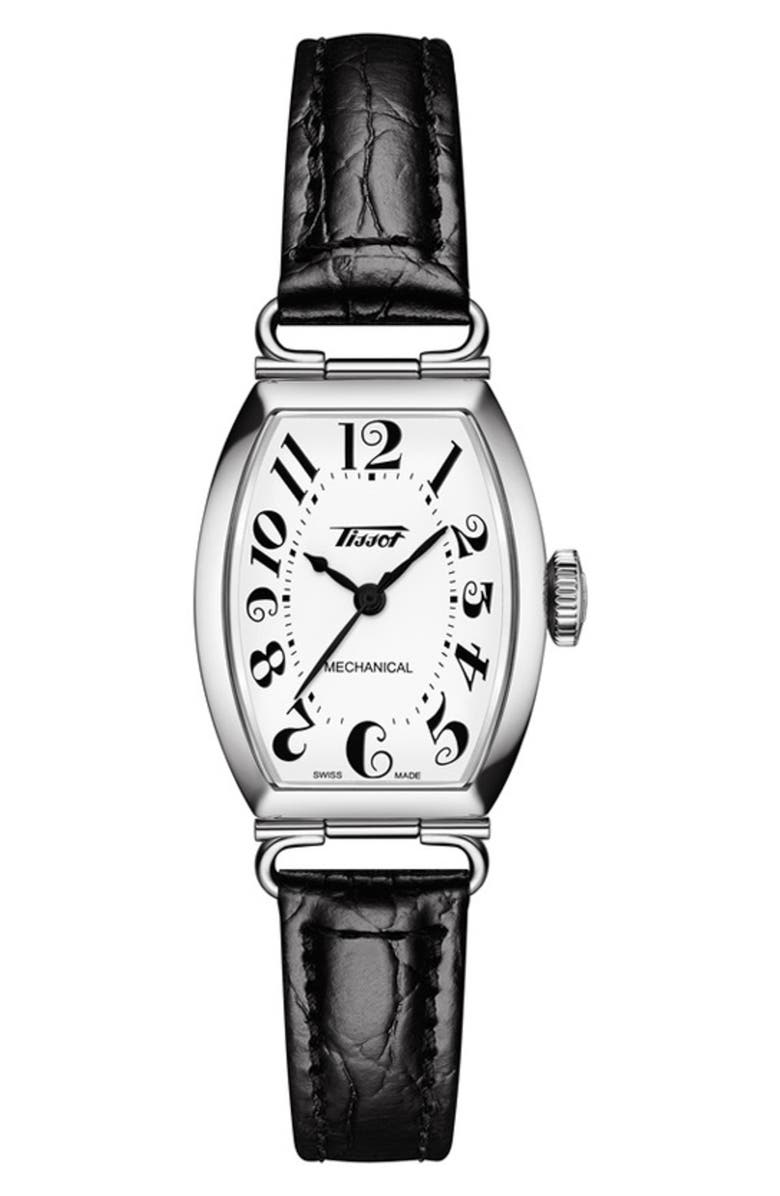 Tissot Porto Croc Embossed Leather Strap Watch, 22mm, Main, color,