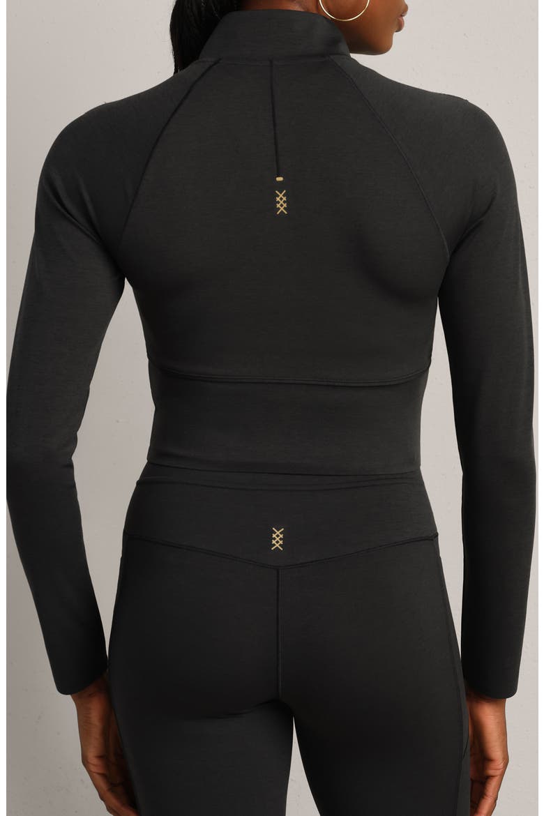 Heather Revive Crop Quarter Zip Top, Alternate, color, BLACK HEATHER