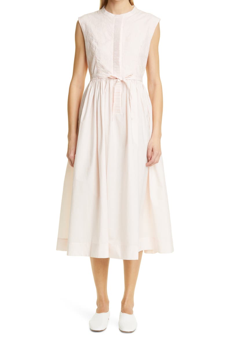Maya Button Front Sleeveless Dress, Main, color, LIGHT PINK/ LIGHT LINK EMB