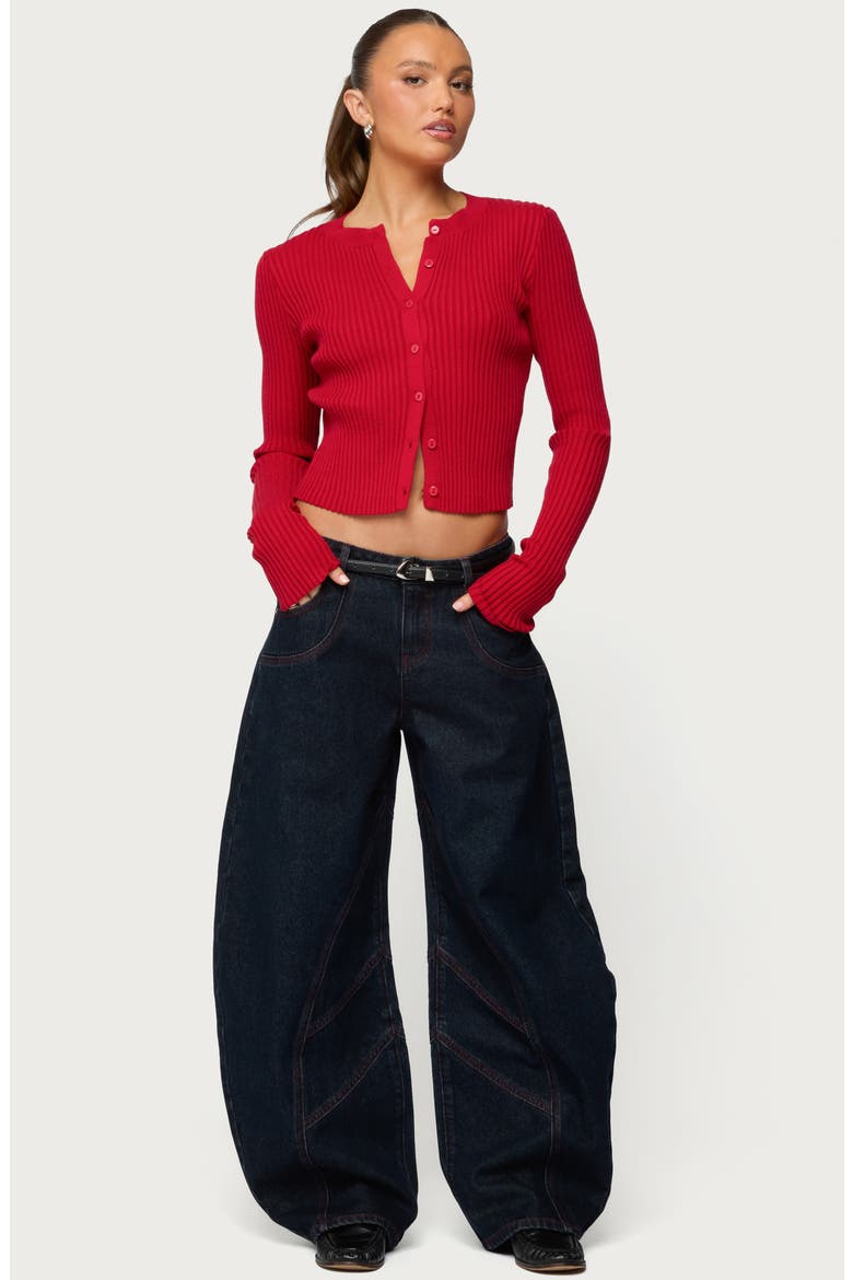 Double Pocket Low Rise Barrel Leg Jeans, Alternate, color, DARK-BLUE