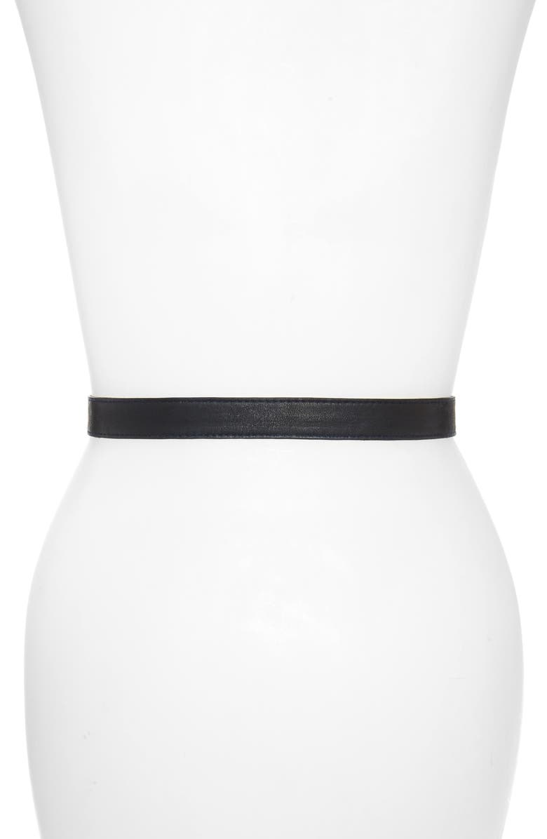 Raina Harvey Horse Clasp Leather Belt, Alternate, color, Navy