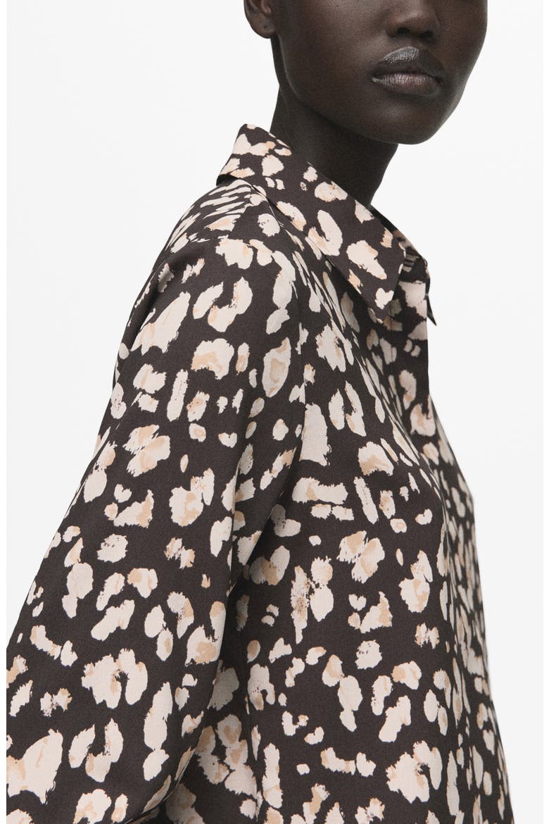 Dot Print Button-Up Shirt, Alternate, color, BROWN